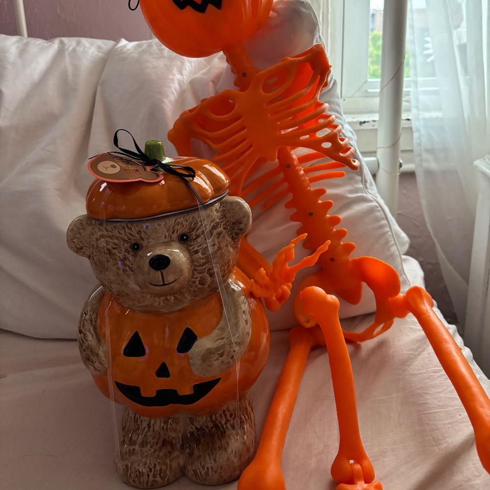 Creepy critters pumpkin bear cookie jar